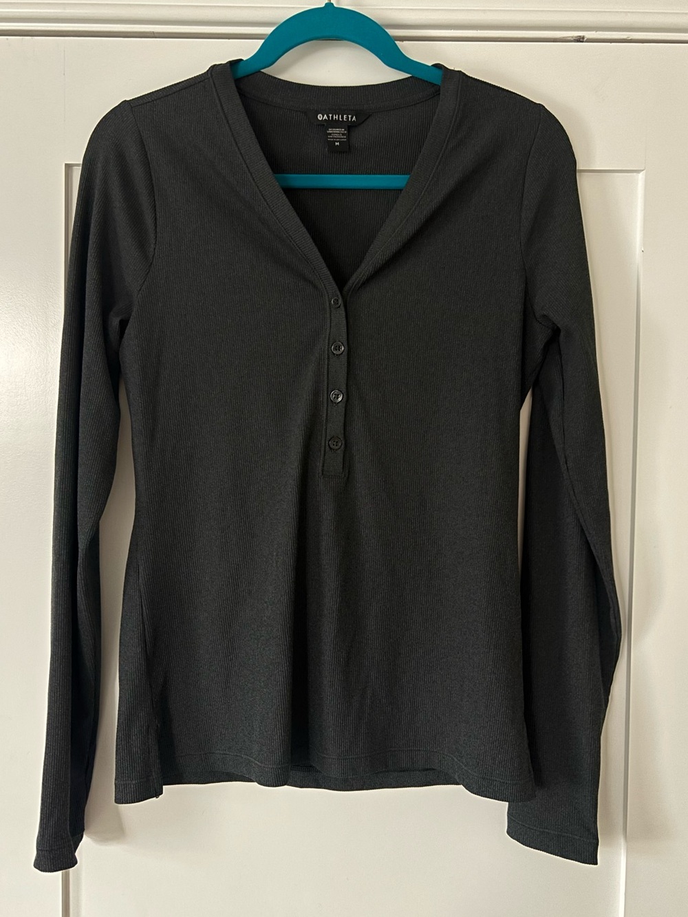 Athleta Uptempo Ribbed Long Sleeve Top Athletic Black M